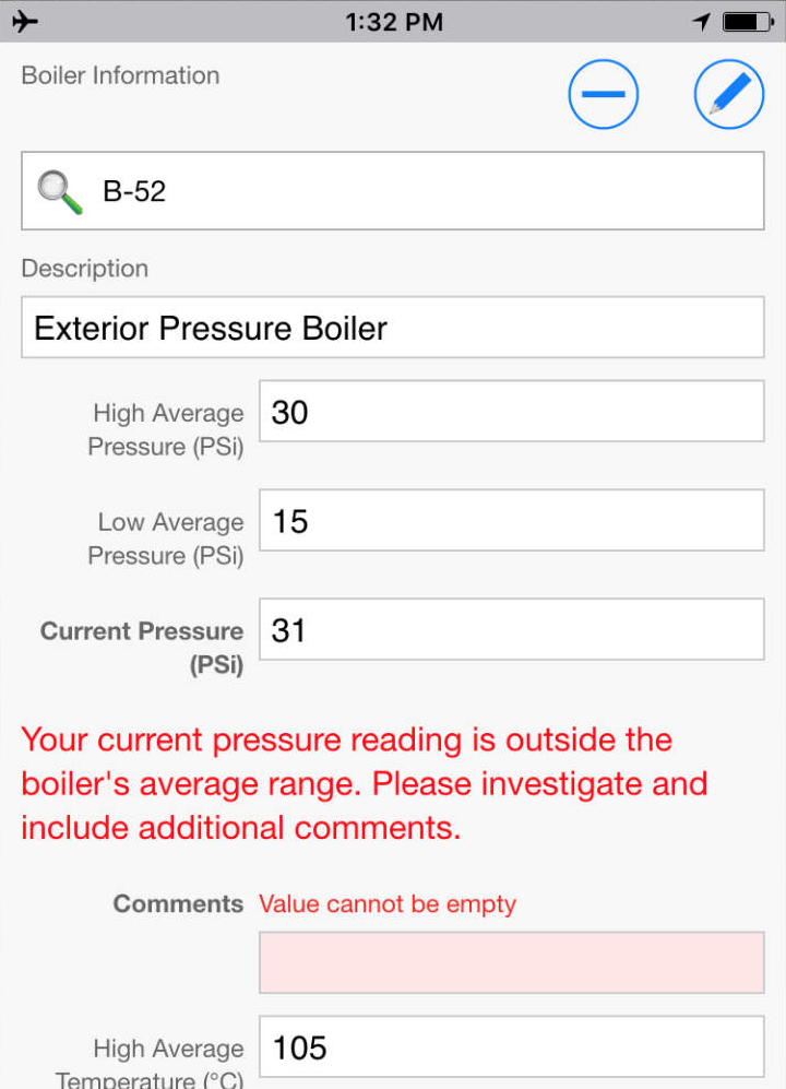 field data boiler inspection